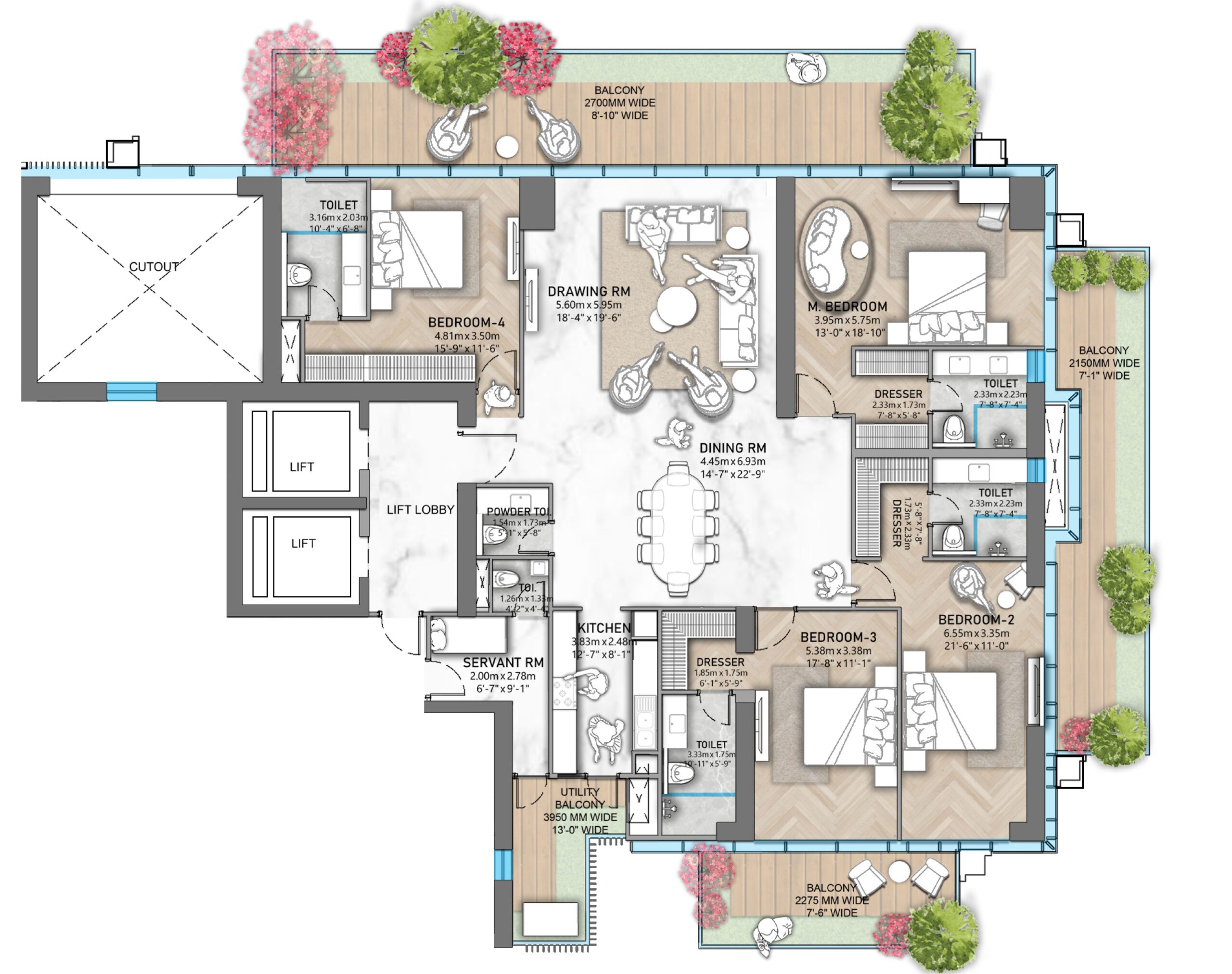 Trump Tower Layout 4BHK 4925 Sqft