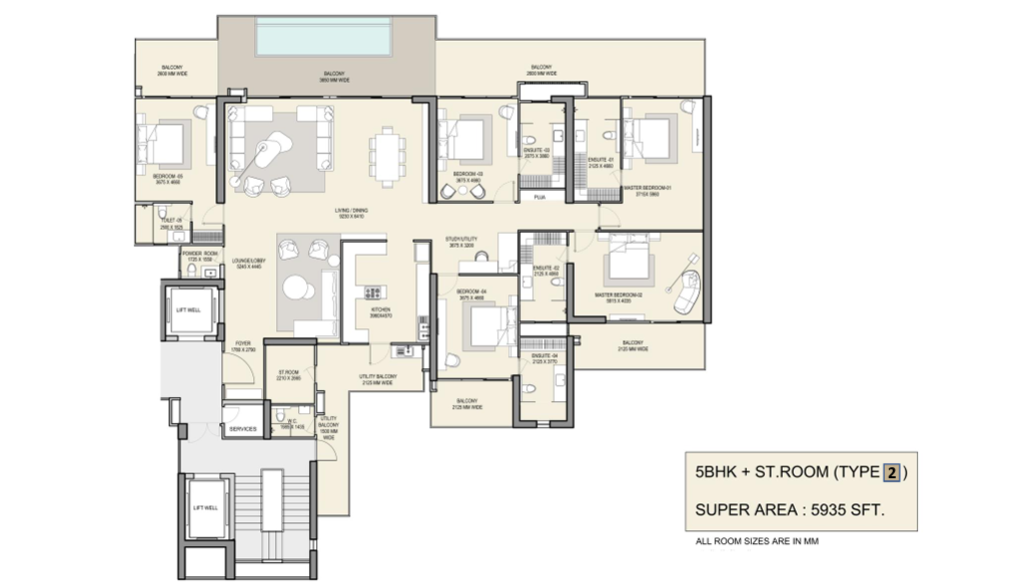 M3M The Cullinan | 5 BHK Layout